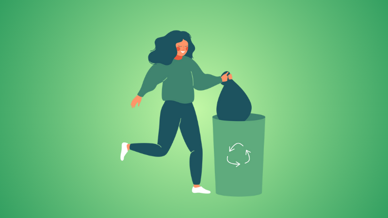 woman recycling