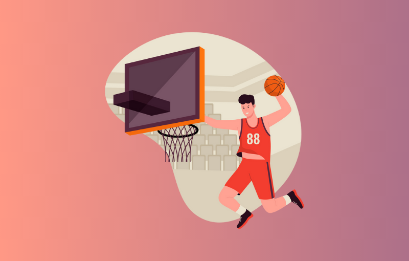 slam dunking a basketball