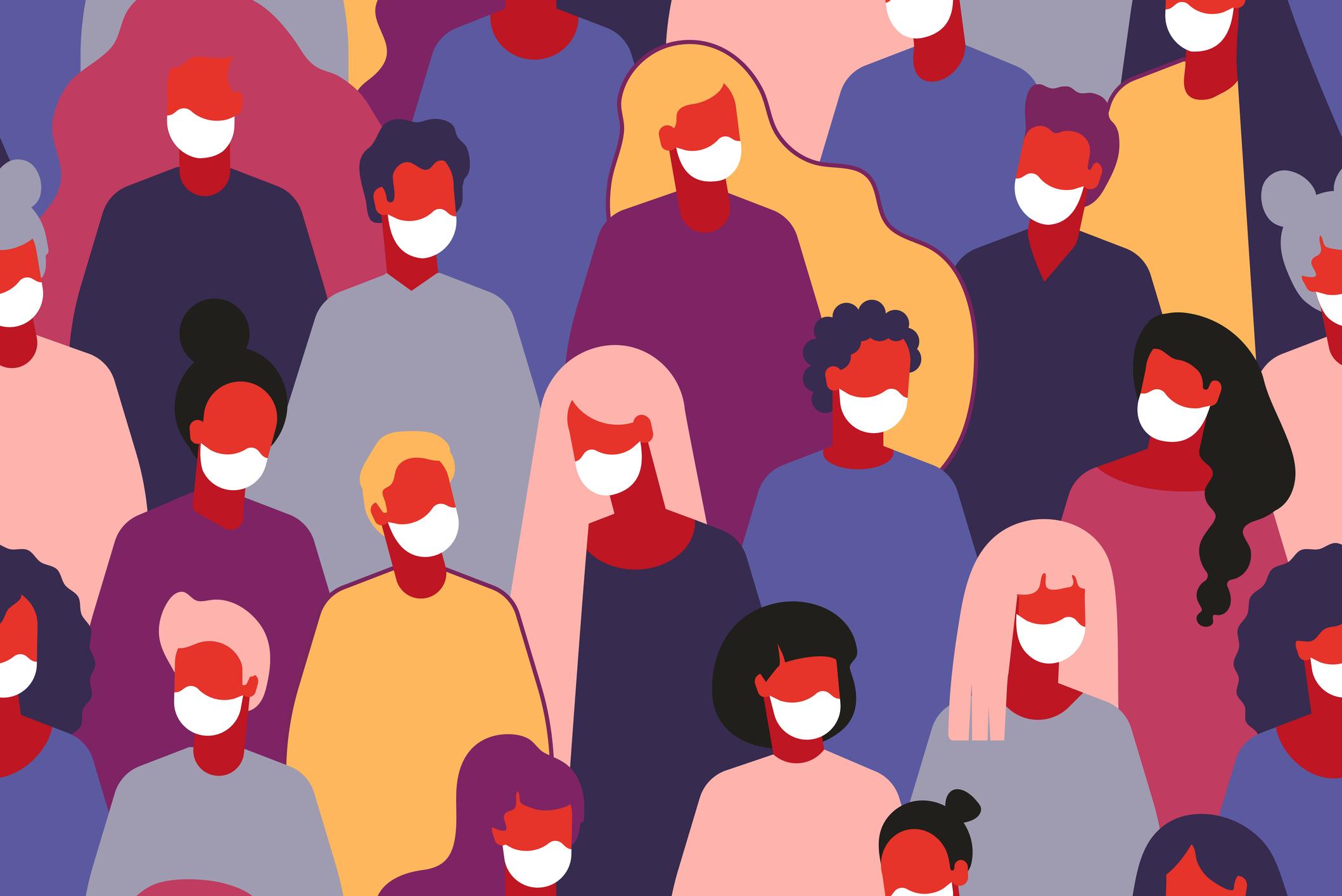 illustration of people wearing medical face masks