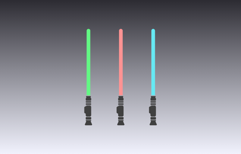 3 lightsabers from star wars