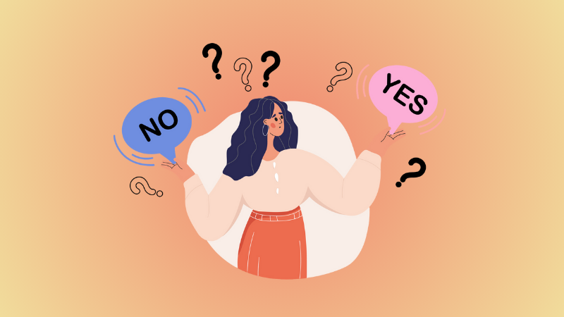 Woman confused if she should say yes or no