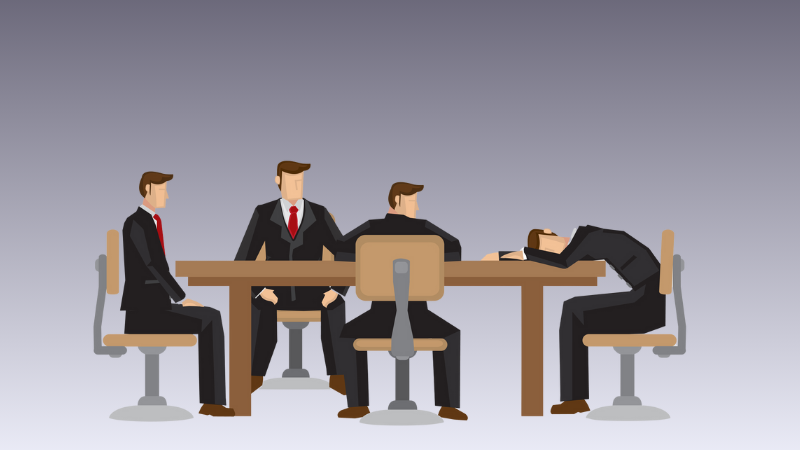 man bored during business meeting