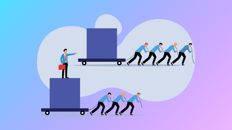 leader helping team vs manager directing team