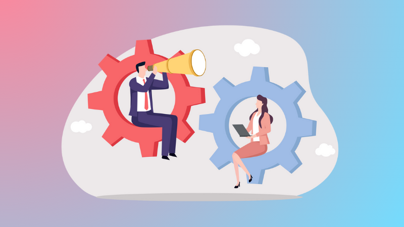 2 employees navigating new technology