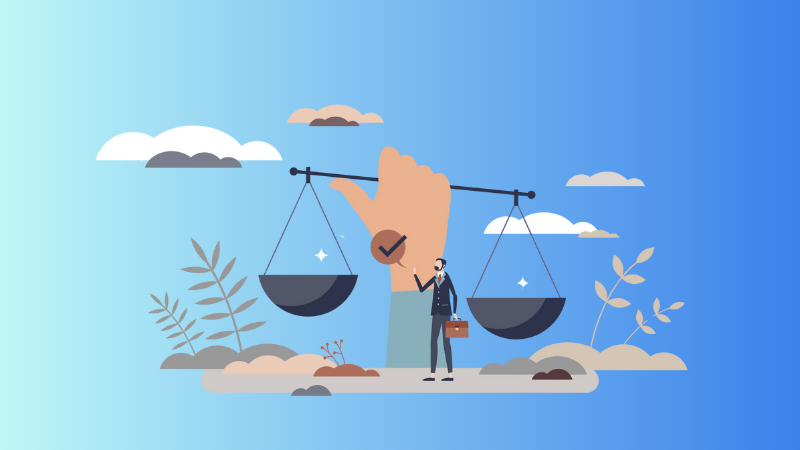 hand holding a scale making a judgement