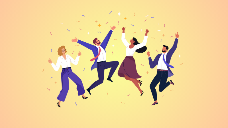 4 employees celebrating