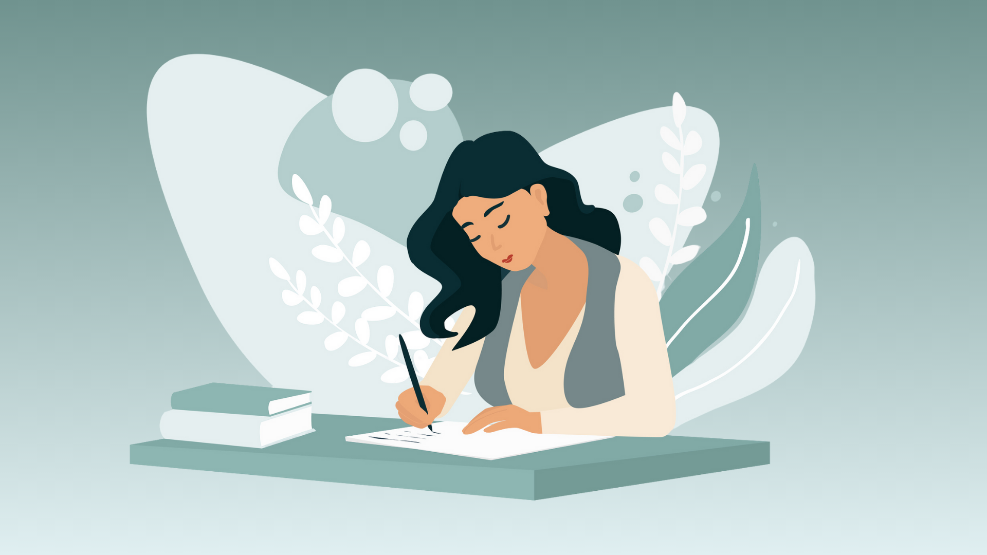 woman taking notes in a calm environment