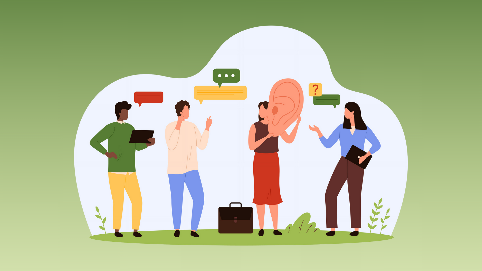 1 person receiving feedback from 3 others