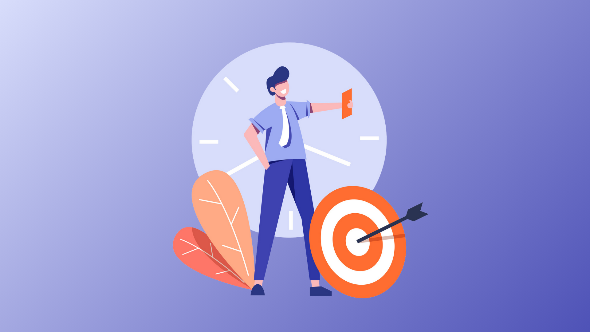 man proudly standing in front of bullseye target