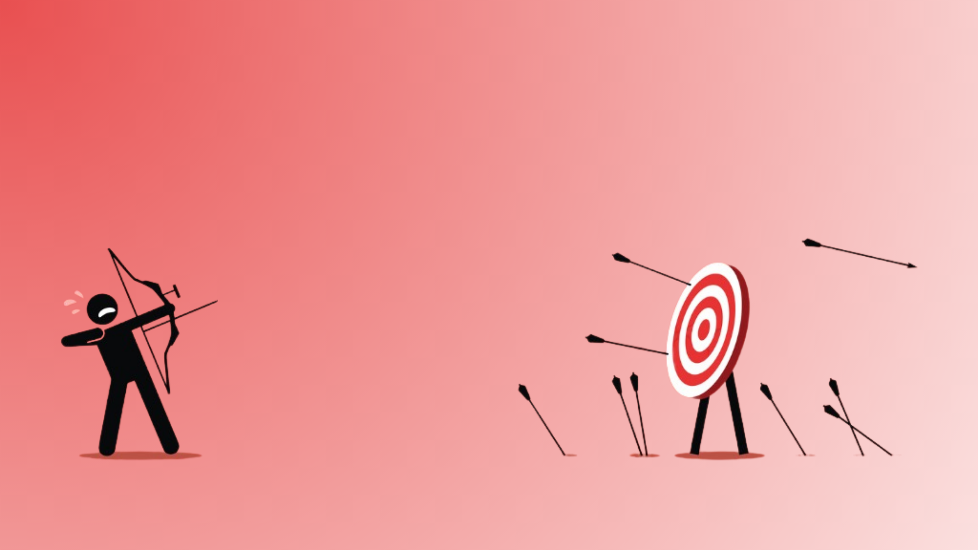 Person practicing shooting arrows at target; missing more than hitting the target