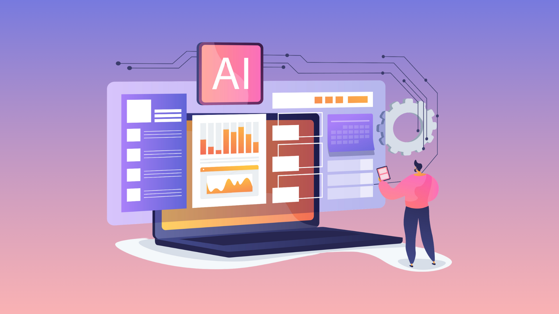 man working with AI