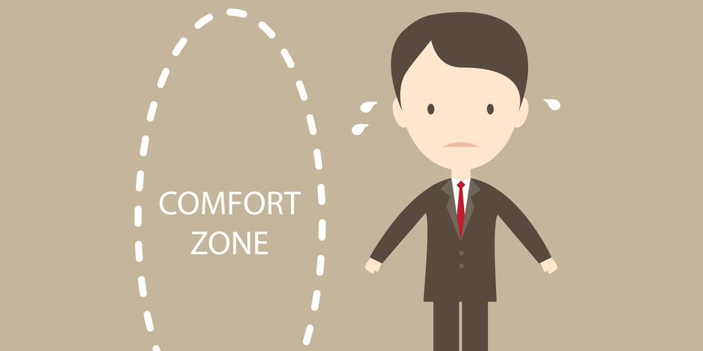 A man standing outside of the "comfort zone"