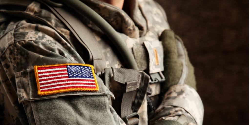 American flag patch on soldier's uniform
