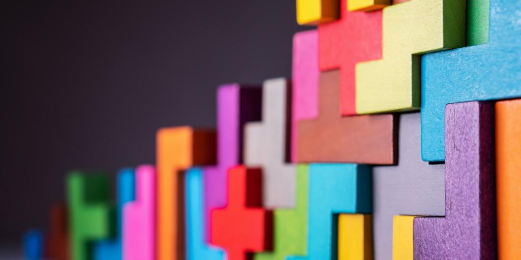 Geometric shapes on a wooden background