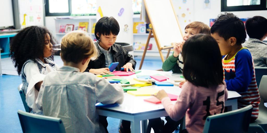 Kids at elementary school played together