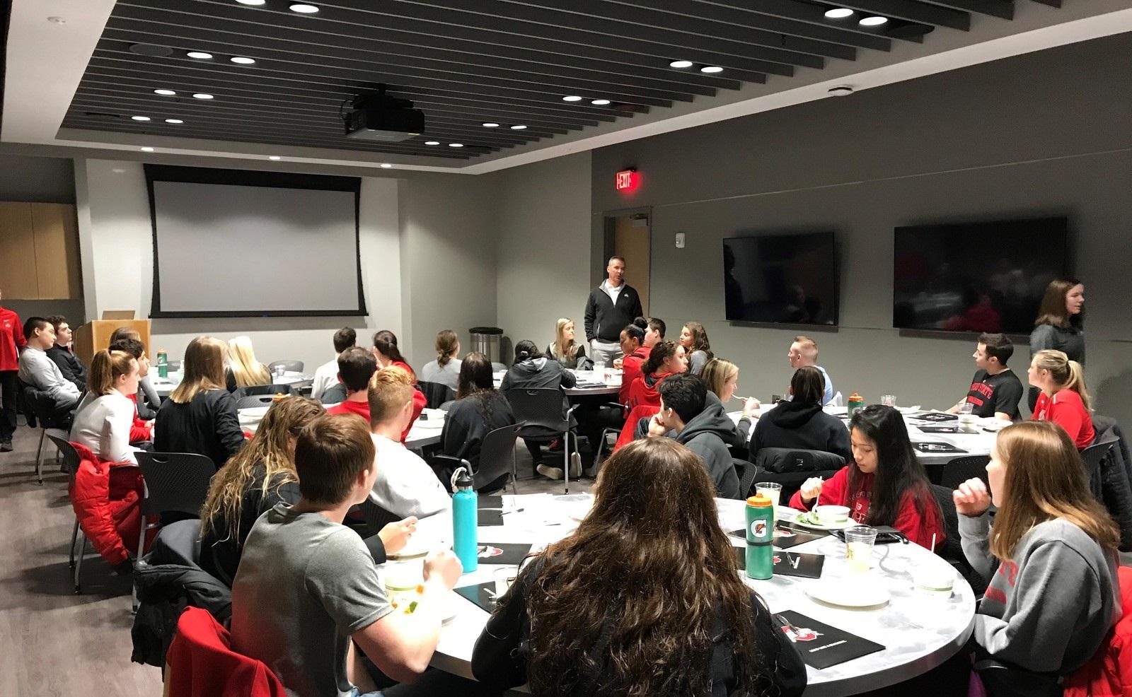 Conference with group of young people