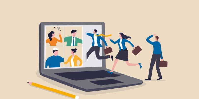 Vectors Search by image or video Hybrid work, remotely work from home virtually or work in office onsite, flexible