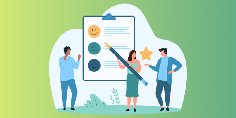 3 employees taking a survey