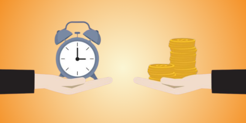 Businessman exchange between clock and money