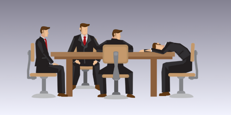man bored during business meeting