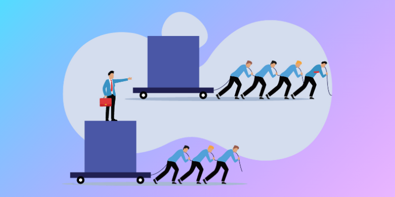 leader helping team vs manager directing team