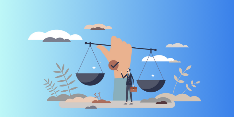 hand holding a scale making a judgement