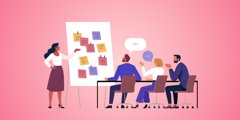 3 employees going through training