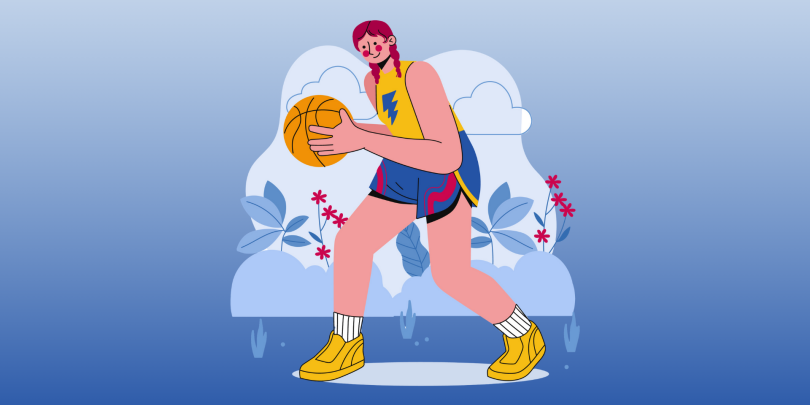 woman playing basketball