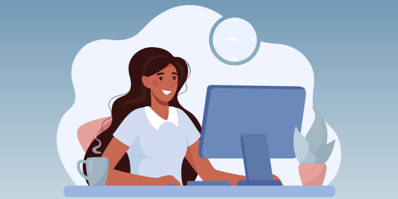 woman working on the computer