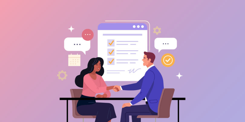boss and candidate interviewing