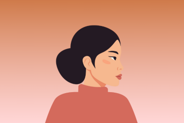 asian woman looking to the right side