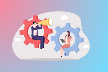 2 employees navigating new technology