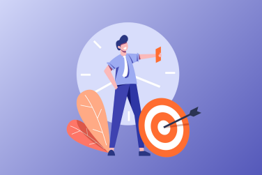 man proudly standing in front of bullseye target