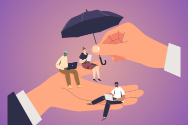 employees being protected by boss' hands demonstrating psychological safety in the workplace