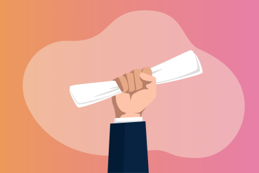 hand holding a degree