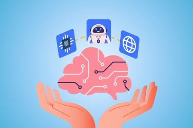 hands holding a brain demonstrating AI technology change