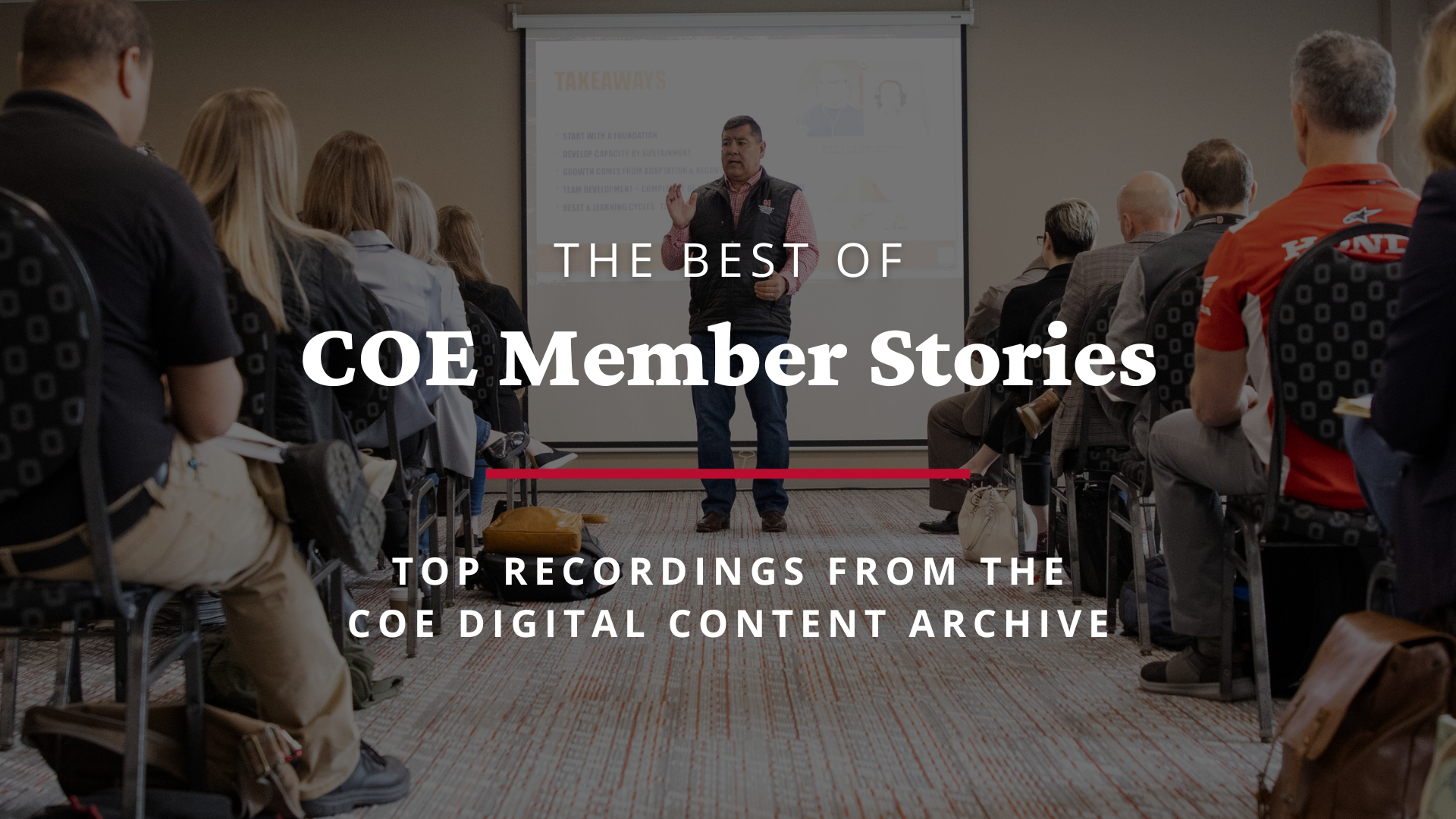 COE member speaker with blog title text overlaid