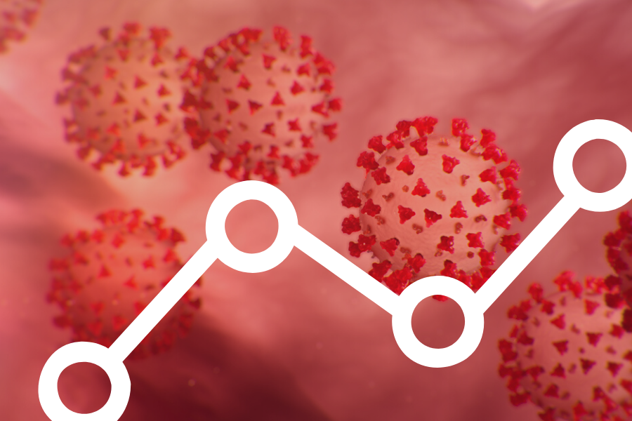 COVID virus with data overlay