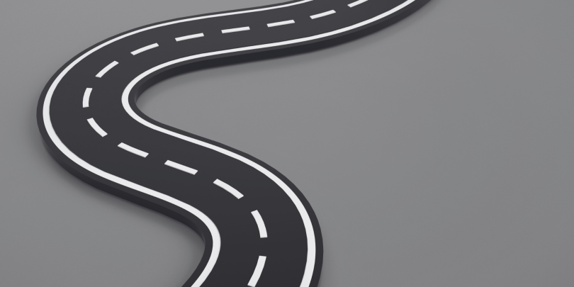 Black and white winding road