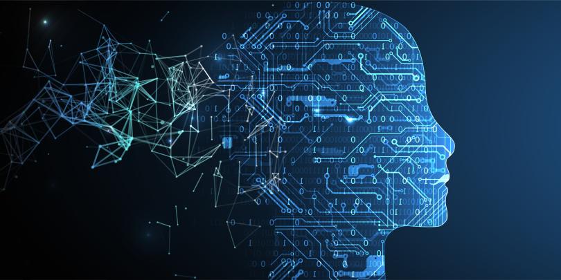 Human face representing AI concept