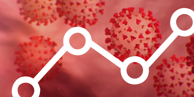 COVID virus with data overlay