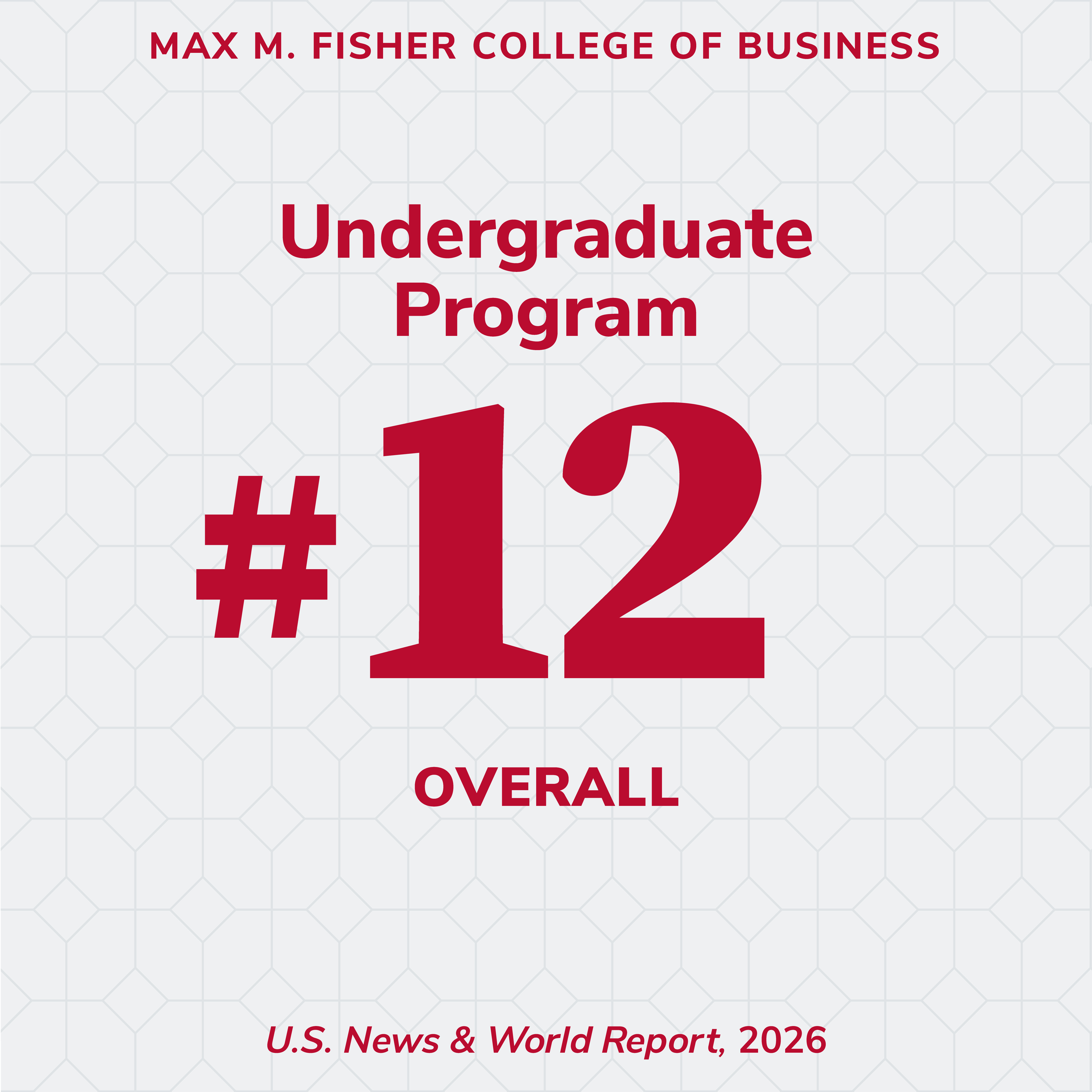 graphic showing undergraduate program ranked number 12 overall
