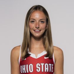 Katie Crump headshot with her wearing Ohio State athletic gear