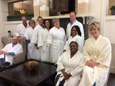 MBOE students all dress in robes as part of spa day