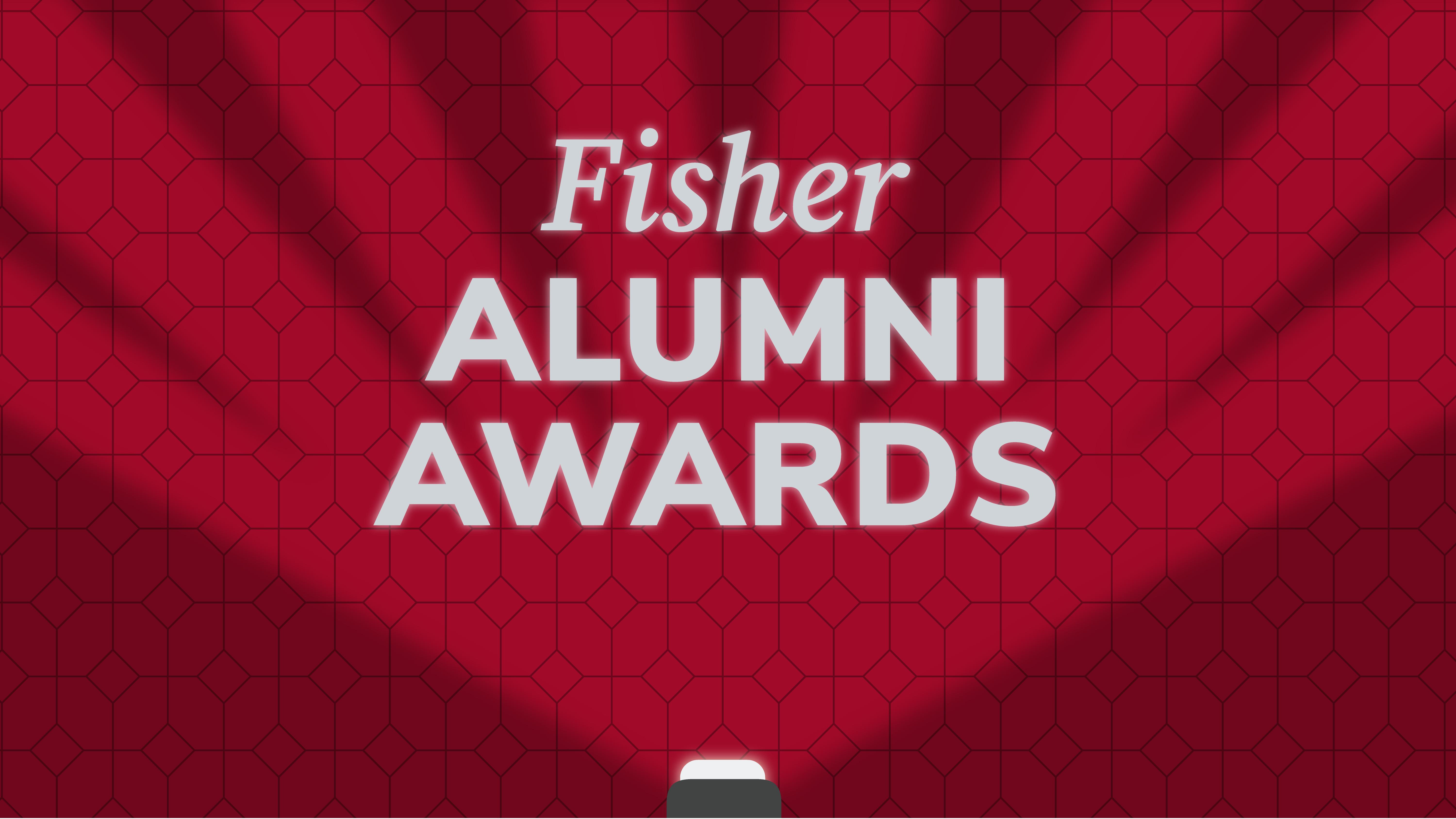 A scarlet graphic denoting Fisher's Alumni Awards