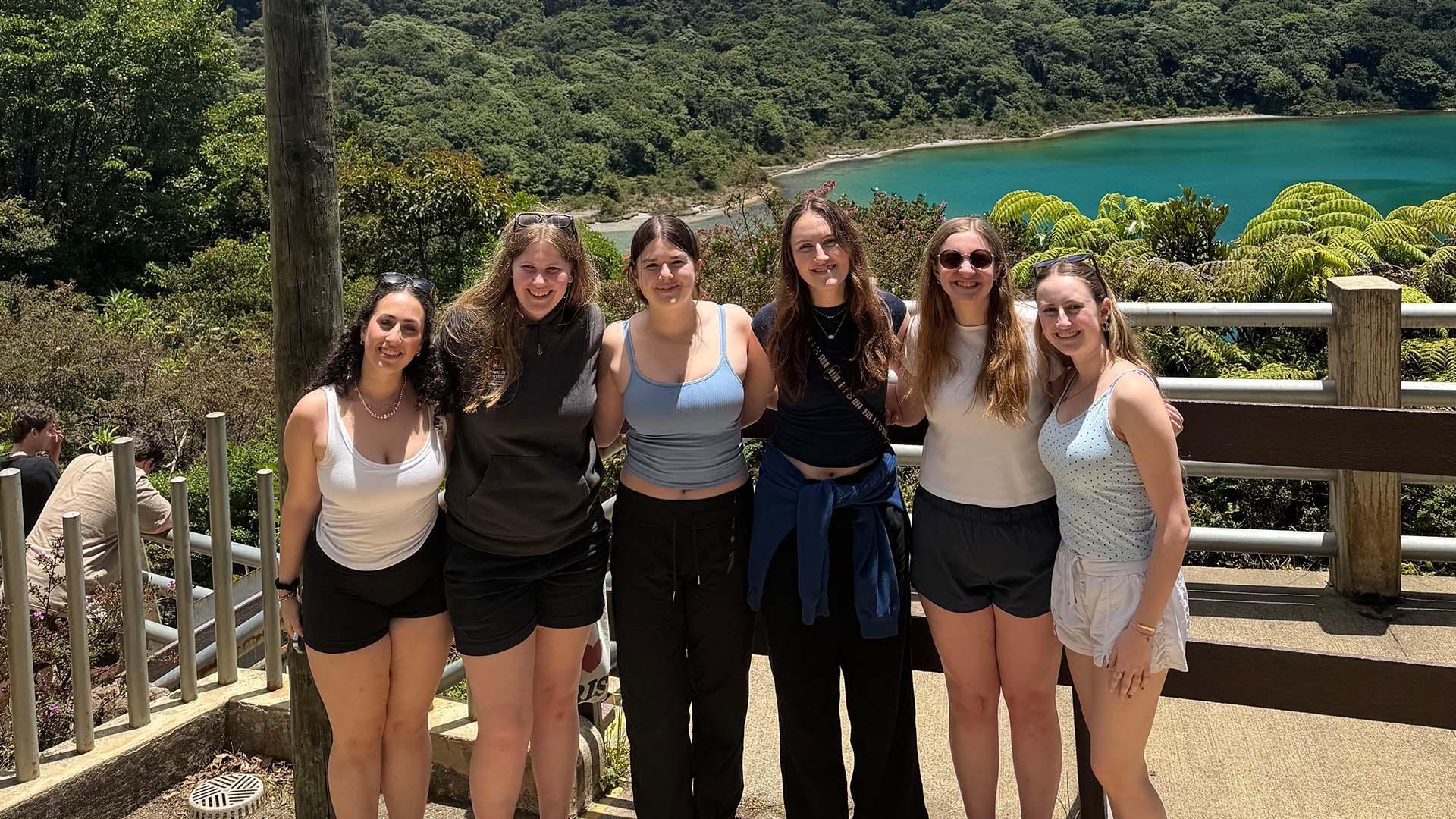 A group of student pose in a sunny spot in Costa Rica.