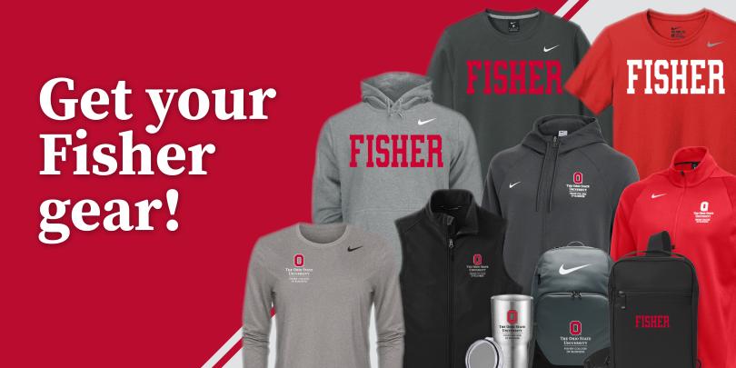 Clothing items and other merchandise featuring Fisher's logo