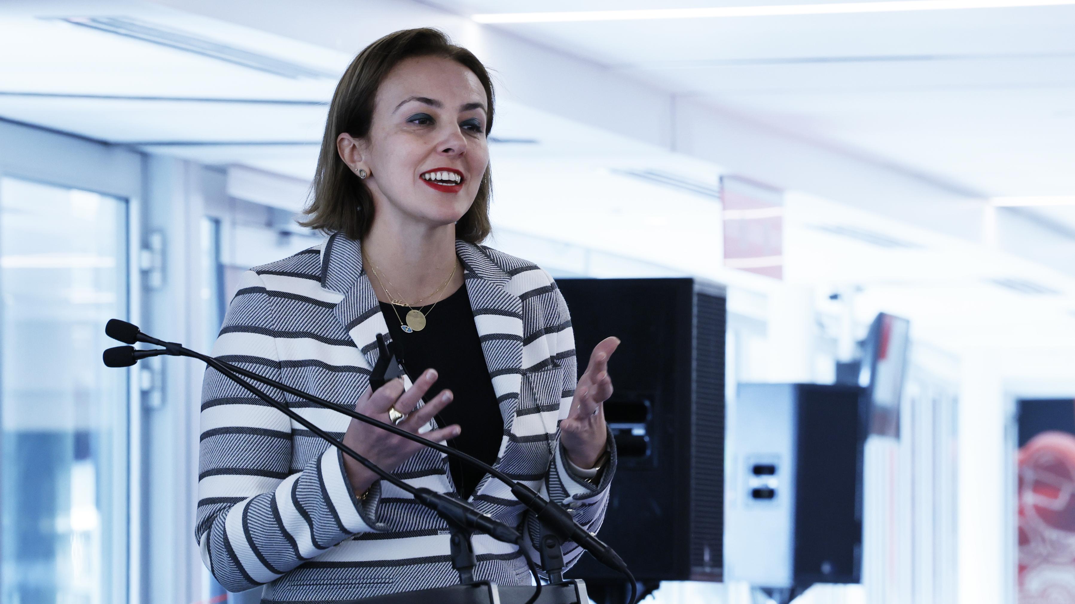 Professor discussing her research