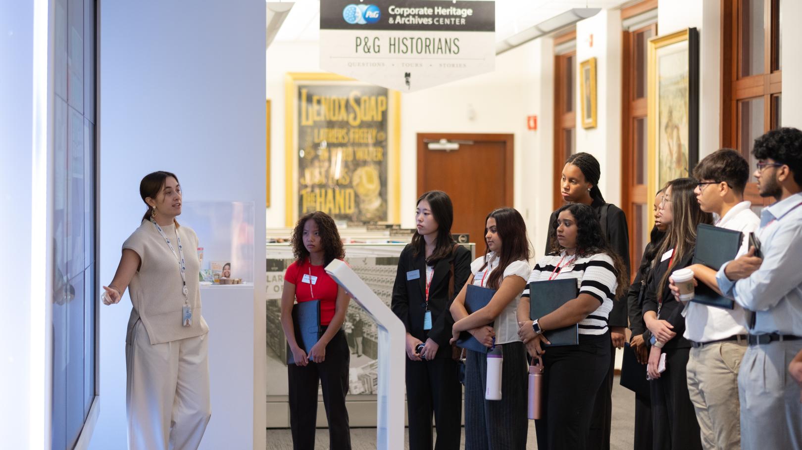 group of students at a company site visit