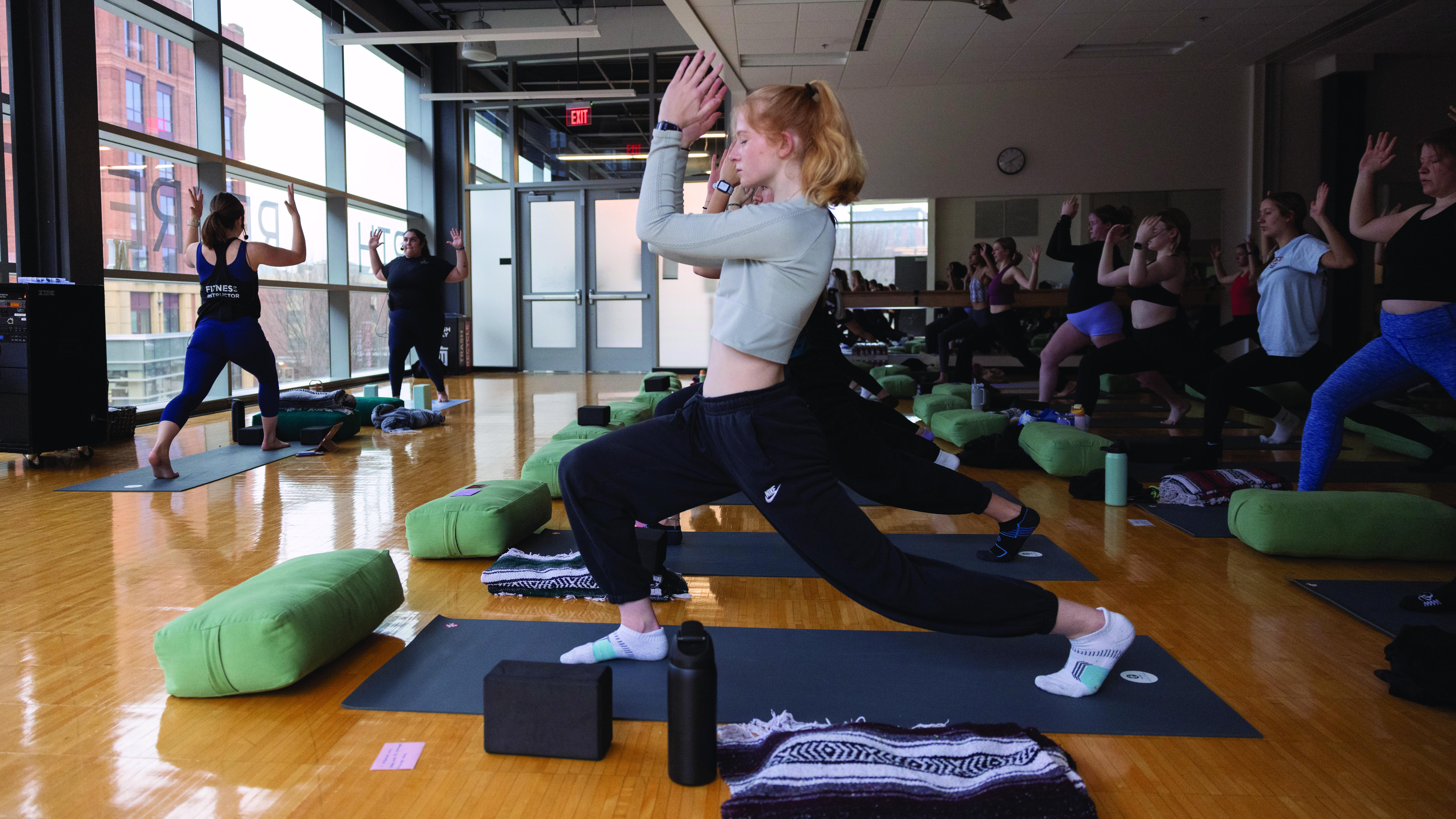 Students doing yoga